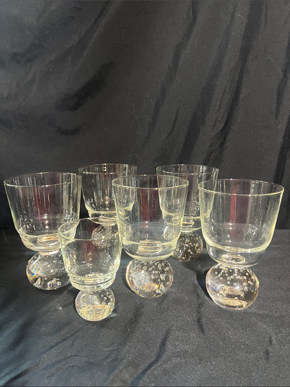 Carl Erickson Handblown Glass Bubble Stemware Set in Clear